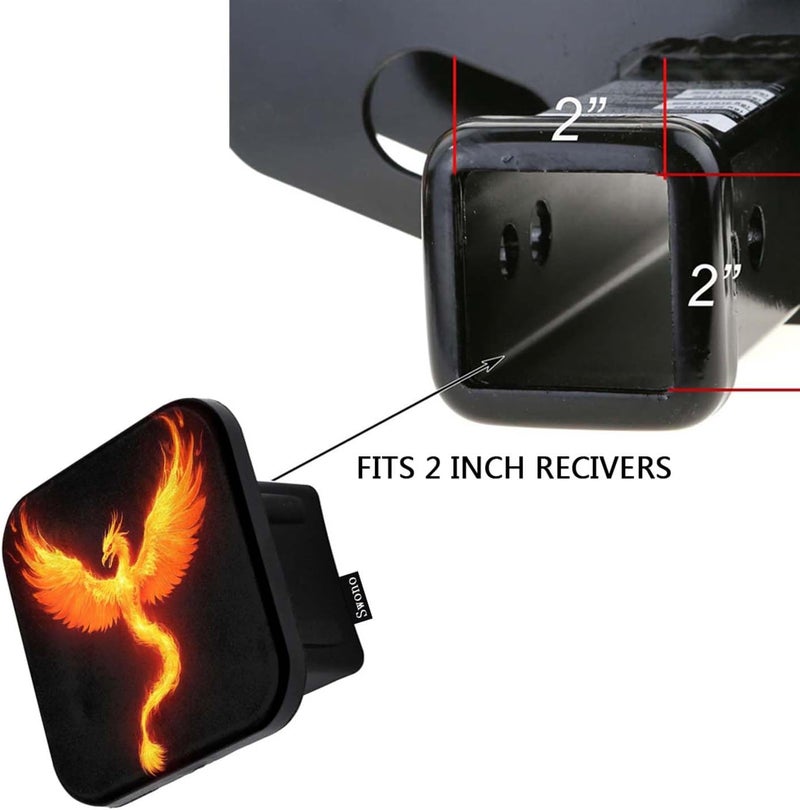 Swono Fire Dragon Rubber Hitch Tube Cover Fairy Animal Flame Dragon Wings Soft Rubber Protects Hitch Tube Rear Trailer Hitch Cover Universal Fits 2" Receivers for Men Women - Image 3
